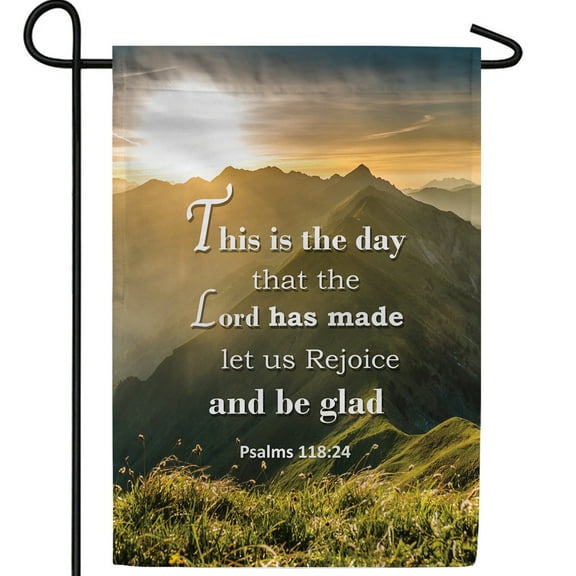 America Forever Bible Verse Garden Flag - 12.5 x 18 inch - Psalm 118:24 This is the day the Lord has made - Christian Quotes Double Sided Religious Outdoor Yard Decorative Inspirational Flag