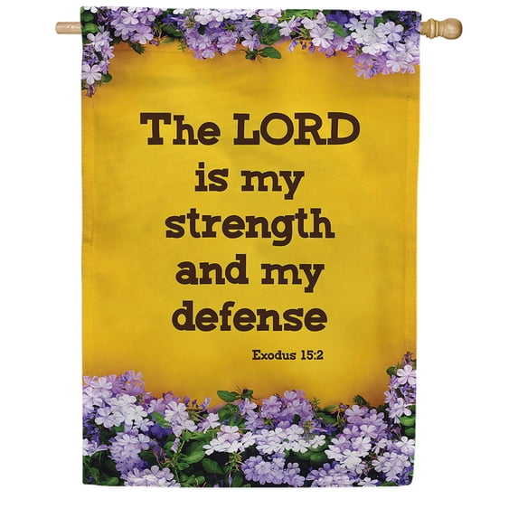 America Forever Bible Verse House Flag - 28 x 40 inch -Exodus 15:2 Lord is my Strength - Christian Quotes Religious Outdoor Yard Decorative Inspirational Faith Flag