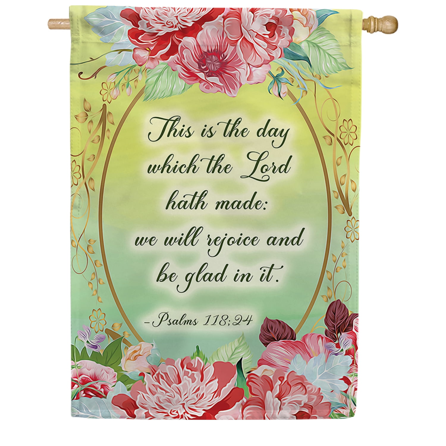 America Forever Bible Verse House Flag - 28 x 40 inch -Psalm 118:24 This is The Day The Lord has Made - Christian Quotes Religious Outdoor Yard Decorative Inspirational Faith Flag