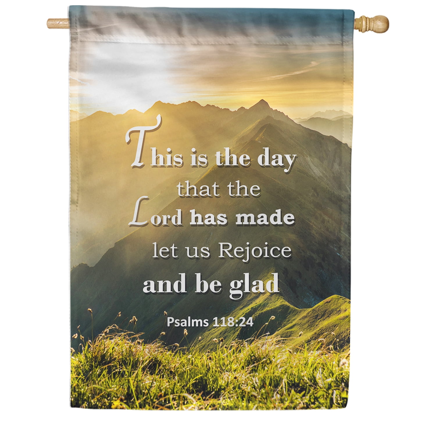 America Forever Bible Verse House Flag - 28 x 40 inch -Psalm 118:24 This is the day Lord has made - Christian Quotes Religious Outdoor Yard Decorative Inspirational Faith Flag