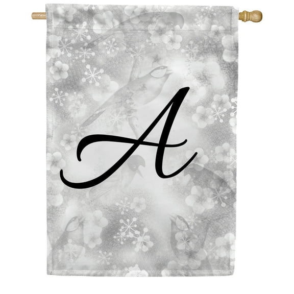 America Forever Bird Dreams Monogram A House Flag, 28 x 40 inch Double Sided, Letter A Flag with Birds, Nature Design, Spring Summer Home Decor, Personalized Yard Art