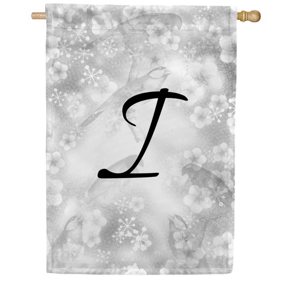 America Forever Bird Dreams Monogram I House Flag, 28 x 40 inch Double Sided, Letter I Flag with Birds, Nature Design, Spring Summer Home Decor, Personalized Yard Art