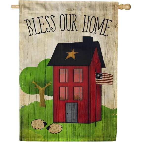 America Forever Bless Our Home House Flag 28x40 inch Double Sided Americana Country Living Primitive Farm American Rustic Seasonal Yard Outdoor Decoration