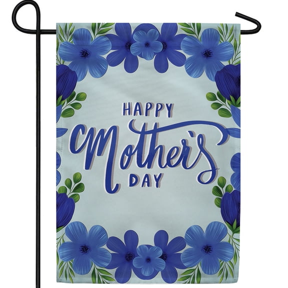 America Forever Bluetiful Mothers Day Garden Flag, 12.5 x 18 inch Double Sided, Happy Mothers Day Blue Flowers Tropical, Holiday Outdoor Yard Decorative Spring Flag