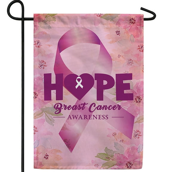 America Forever Breast Cancer Awareness Garden Flag, 12.5 x 18 inch Double Sided, Pink Ribbon Hope Flag, Heart Design, Cancer Survivor Support, Fighter Warrior Yard Decor