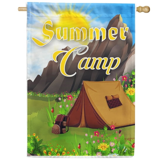 America Forever Camping House Flag Summer Camping 28 x 40 Inch Double Sided Floral Tent Camping Flags for Campers Seasonal Yard Outdoor Decorative Flag