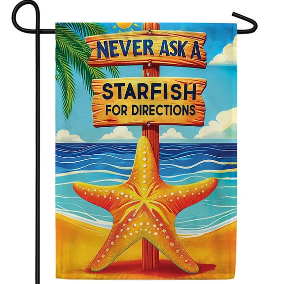 America Forever Comical Starfish Garden Flag, 12.5 x 18 inch Double Sided, Orange Starfish Banner, Beach Humor Outdoor Decor, Tropical Ocean Flag, Summer Yard Decoration