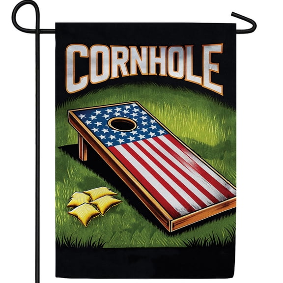 America Forever Cornhole Game Garden Flag, 12.5 x 18 inch Double Sided, Patriotic Sports Banner, Summer Game Decor, Outdoor Yard Party Flag