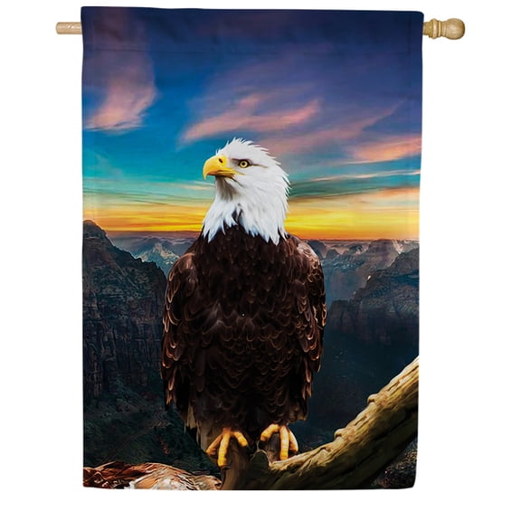 America Forever Country Bald Eagle Sunset House Flag 28 x 40 inches Summer Retro Eagle Tree Bird Double Sided Seasonal Yard Outdoor Decorative Vintage House Flag