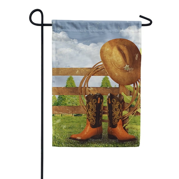 America Forever Cowboy Boots Summer Garden Flag 12.5 x 18 inches Country Farm Boots Hat Lasso Double Sided Seasonal Yard Outdoor Decorative Rodeo American Rustic Garden Flag