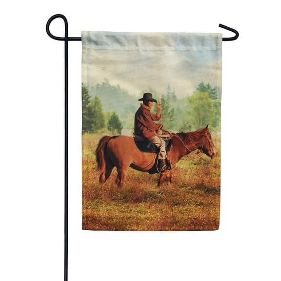 America Forever Cowboy Riding Horse Summer Garden Flag 12.5 x 18 inches Country Farm Animal American Horse Equestrian Double Sided Summer Seasonal Yard Outdoor Decorative Rustic Rodeo Garden Flag