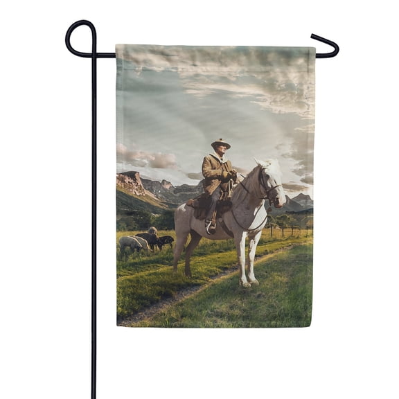 America Forever Cowboy Riding Horse Summer Garden Flag 12.5 x 18 inches Country Life Farm Animal Brown Horse Hat Boots Double Sided Seasonal Yard Outdoor Decorative Rustic Garden Flag