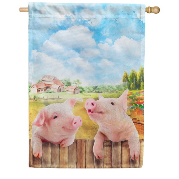 America Forever Cute Farm Piglet Summer House Flag 28 x 40 inches American Farm Country Life Animal Cattle Harvest Time Double Sided Seasonal Yard Outdoor Decorative Rustic House Flag