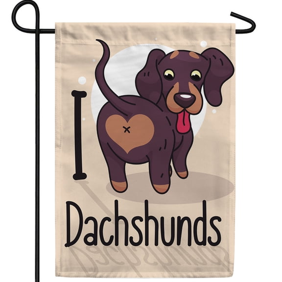 America Forever Dachshund Lover Garden Flag, 12.5 x 18 inch Double Sided, I Love Dachshunds Wiener Dog, Pet Lover Outdoor Decorative Flag