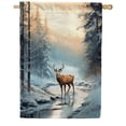 thumbnail image 1 of America Forever Deer Winter Creek Snowy Forest Double Sided House Flag, 28 x 40 inch Wildlife Woodland Banner, Seasonal Outdoor Decor, Holiday Outside Decorations Yard, 1 of 4