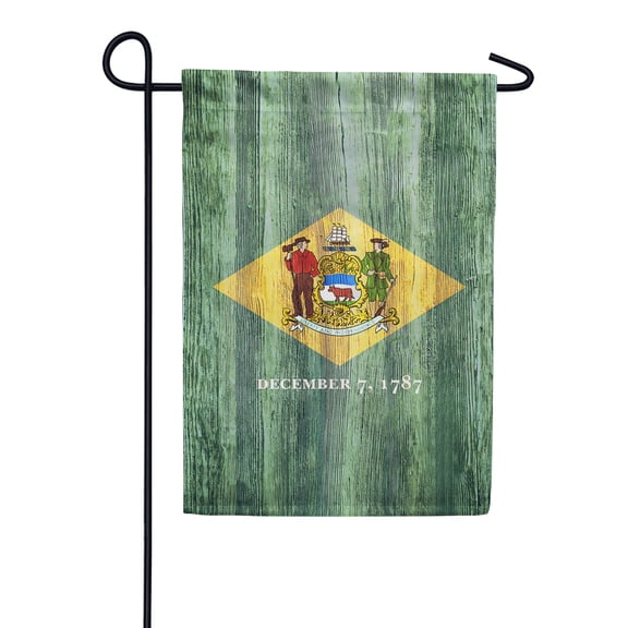 America Forever Delaware State Flag 12.5 x 18 Inch Double Sided Outdoor Yard Decorative USA Vintage Wood State of Delaware Garden Flag, Made in the USA