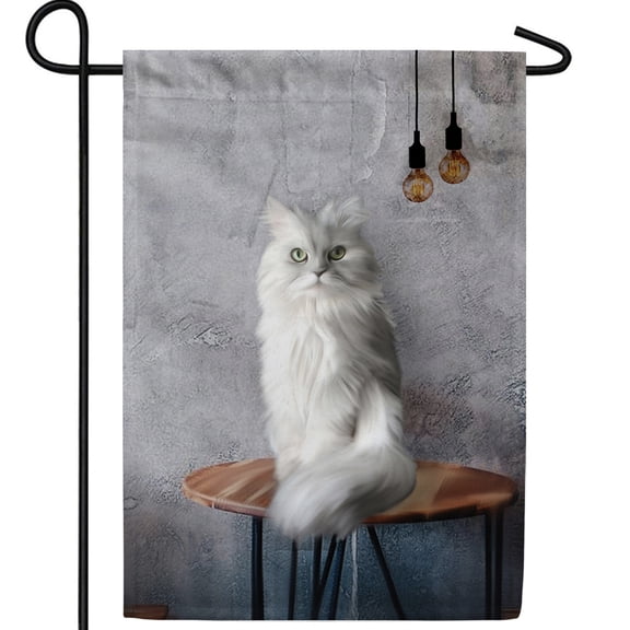 America Forever Diva Kitty Garden Flag, 12.5 x 18 inch Double Sided, Elegant White Persian Cat Glamorous, Pet Lover Outdoor Yard Decorative Flag