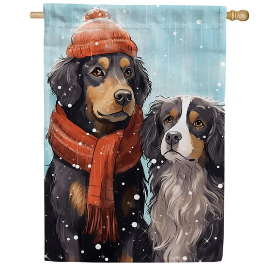 America Forever Dog Park Trip Cancelled Winter Cozy Double Sided House Flag, 28 x 40 inch Snow Scarf Banner, Seasonal Outdoor Decor, Holiday Outside Decorations Yard