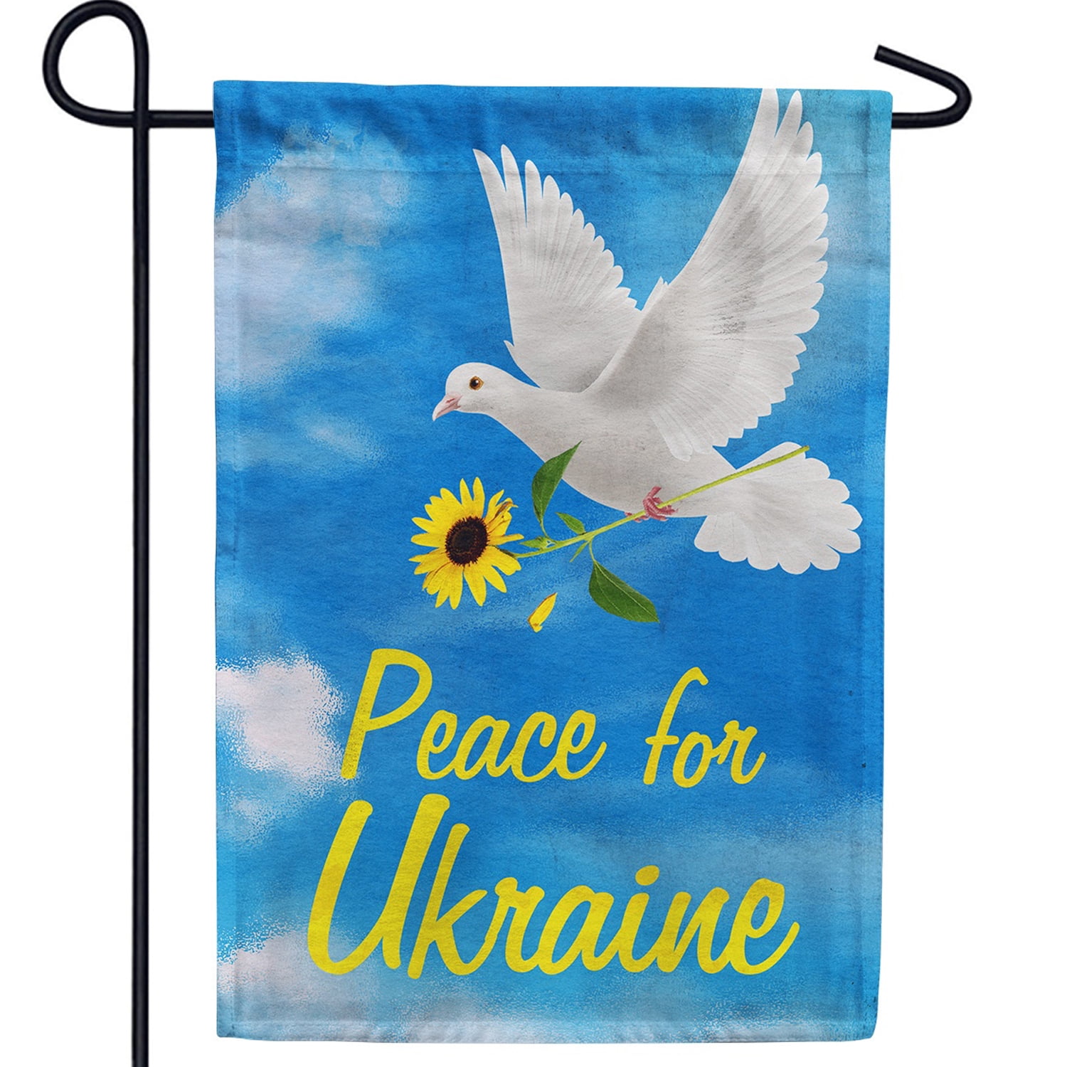 America Forever Dove Peace for Ukraine Garden Flag 12.5 x 18 inch I Stand with Ukraine Sunflowers Double Sided Outdoor Yard Decorative Stop the War Support Ukraine Blue Yellow National Flag