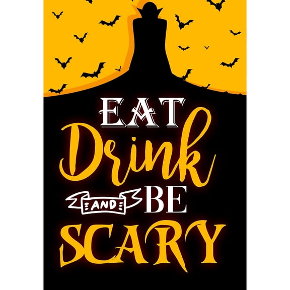 America Forever Eat, Drink And Be Scary Halloween Garden Flag 12.5 x 18 inch Vampire, Bats Double Sided Small Halloween Horror Nights Flag for Outside, Holiday Party Yard Outdoor