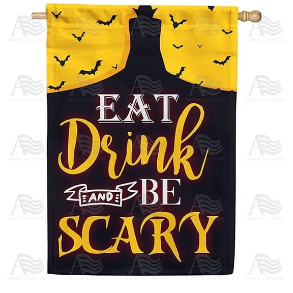America Forever Eat, Drink And Be Scary Halloween House Flag 28 x 40 inch Vampire, Bats Double Sided Small Halloween Horror Nights Flag for Outside, Holiday Party Yard Outdoor