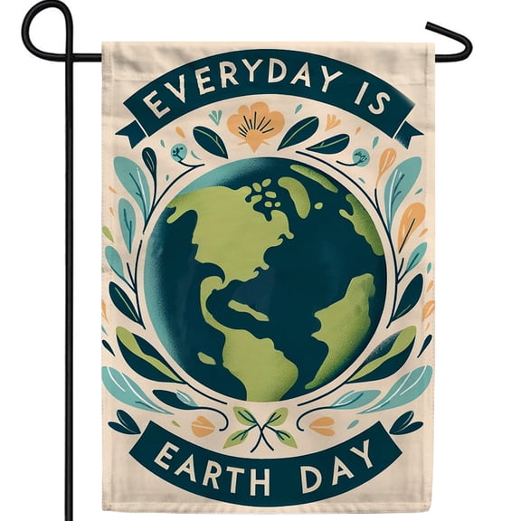 America Forever Everyday is Earth Day Garden Flag, 12.5 x 18 inch Double Sided, Earth Day Awareness Flag, Planet Earth Environmental Decor, Eco Friendly Yard Flag