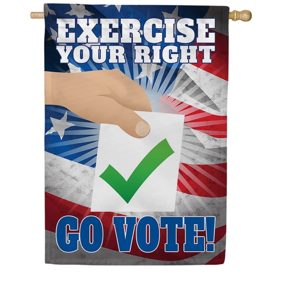 America Forever Exercise Your Right Go Vote Double Sided House Flag, 28 x 40 inch, Civic Engagement Ballot USA, Patriotic Election Political Outdoor Banner