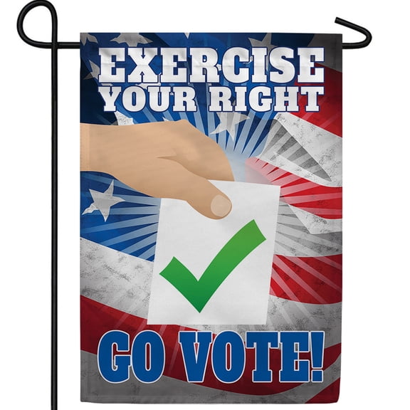 America Forever Exercise Your Right Go Vote Garden Flag, 12.5 x 18 inch Double Sided, Voting Rights Banner, Election Democracy Outdoor Yard Decor, Civic Duty Flag
