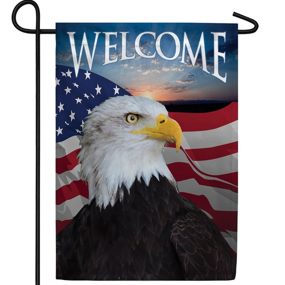 America Forever Face of Freedom Welcome Garden Flag, 12.5 x 18 inch Double Sided, Bald Eagle American Flag Welcome Patriotic 4th of July Liberty Freedom Outdoor Decor