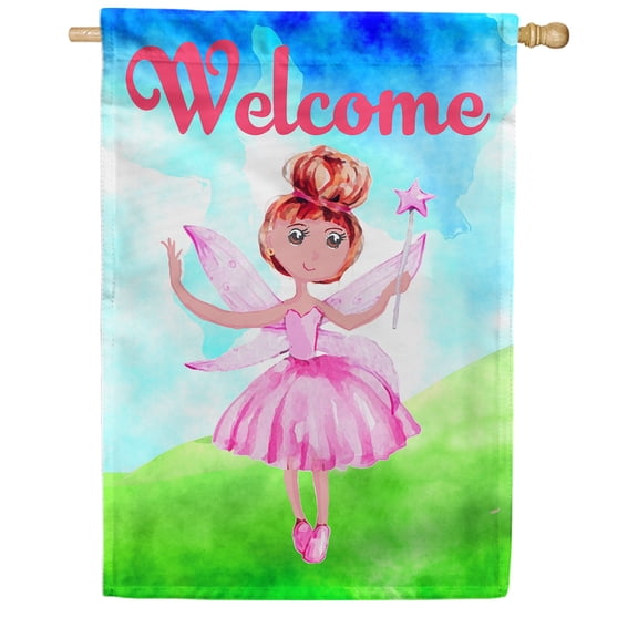 America Forever Fairy House Flag - Welcome Fairy - Magical Fantasy Fairy Tales Spring Summer Seasonal Yard Outdoor Decorative Double Sided Flag - 28 x 40 Inch