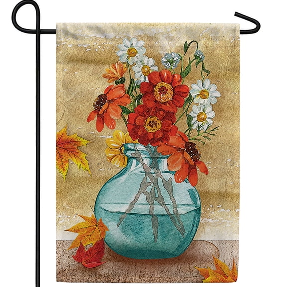 America Forever Fall Floral Garden Flag 12.5 x 18 inch Double Sided Autumn Flowers Fall Leaves Rustic Farmhouse Thanksgiving Harvest Seasonal Yard Patio Lawn Outdoor Decoration