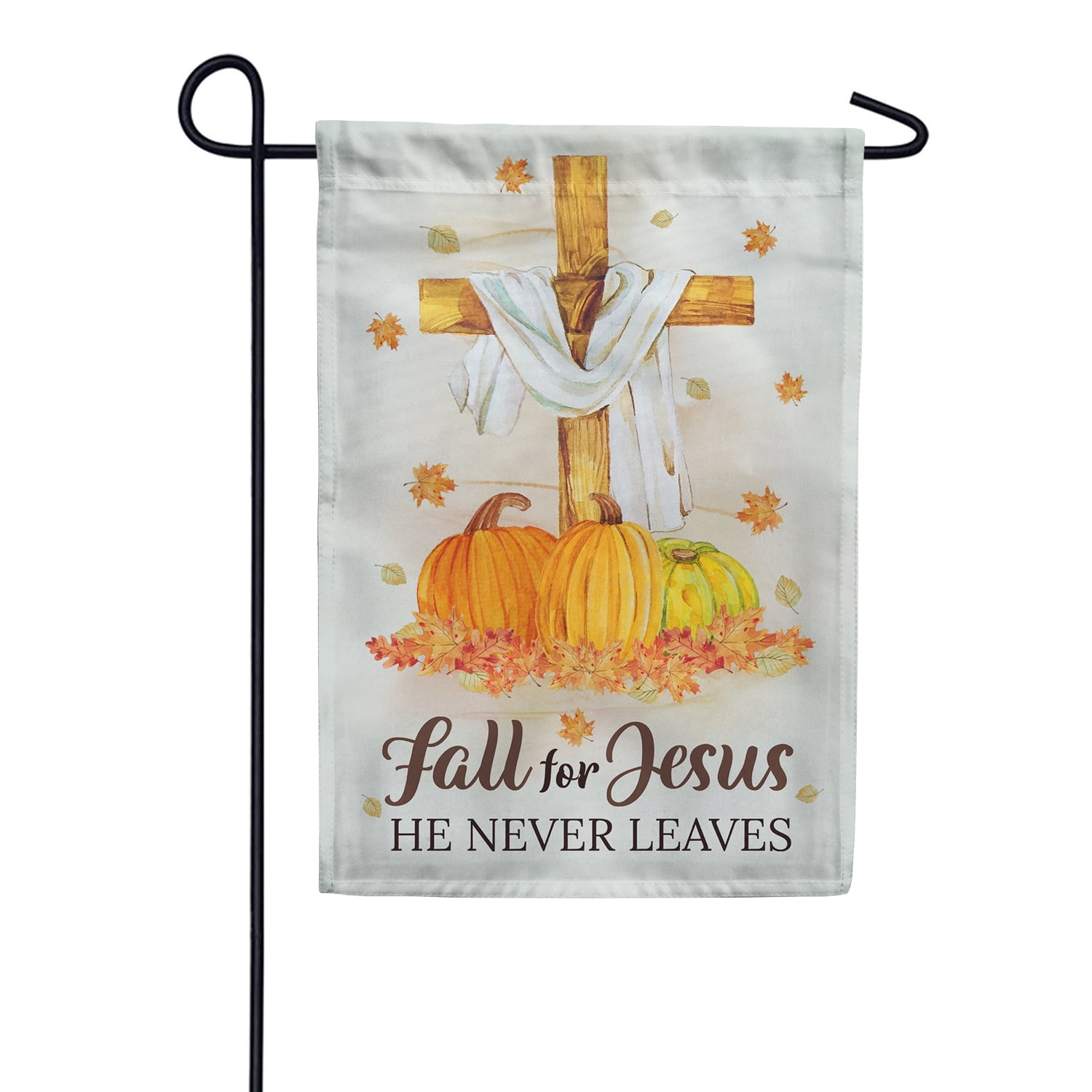 Fall Regilious America Forever Fall For Jesus He Never Leaves Garden Flag 12.5 x 18 ...
