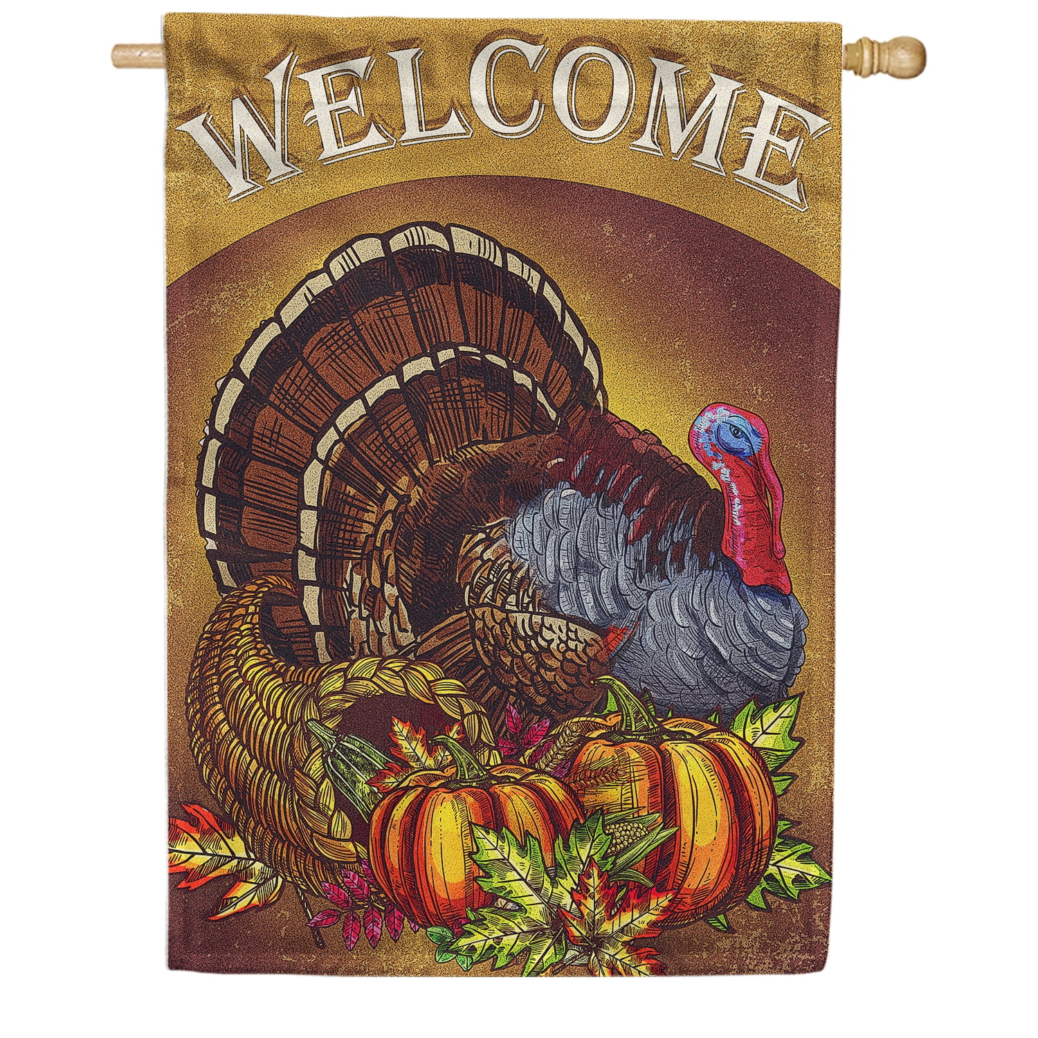 Thanksgiving Turkey Fall Harvest Polyester House Flag