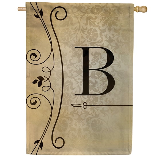 America Forever Fancy Scroll Monogram B House Flag, 28 x 40 inch Double Sided, Elegant Letter B Flag, Decorative Scroll Design, Personalized Initial Yard Art, Housewarming Gift