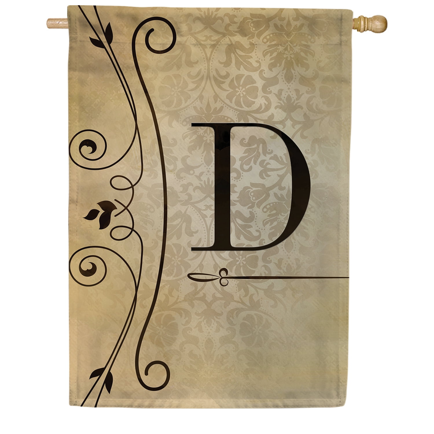 America Forever Fancy Scroll Monogram D House Flag, 28 x 40 inch Double Sided, Elegant Letter D Flag, Decorative Scroll Design, Personalized Initial Yard Art, Housewarming Gift