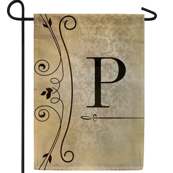 America Forever Fancy Scroll Monogram P Garden Flag, 12.5 x 18 inch Double Sided, Elegant Letter P Flag, Decorative Scroll Design, Personalized Initial Yard Art, Housewarming Gift