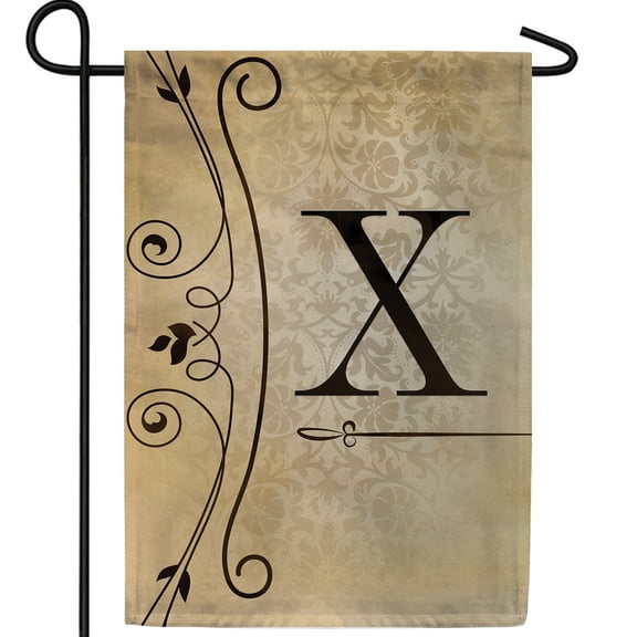 America Forever Fancy Scroll Monogram X Garden Flag, 12.5 x 18 inch Double Sided, Elegant Letter X Flag, Decorative Scroll Design, Personalized Initial Yard Art, Housewarming Gift