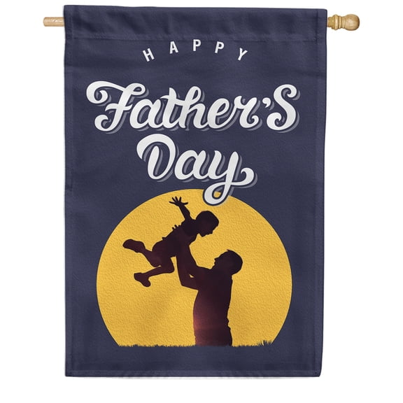 America Forever Father's Day House Flag - Safe In Dad's Arms - World's Best Dad - Happy Father's Day Love- 28 x 40 Inches - Seasonal Yard Outdoor Decorative Double Sided Flag
