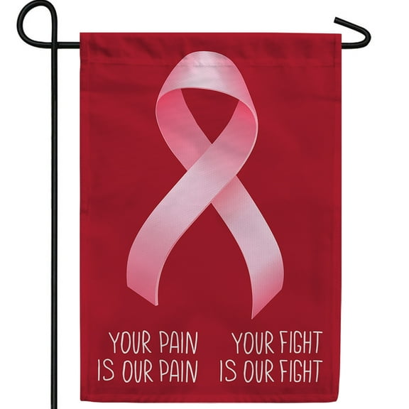 America Forever In The Fight Together Garden Flag, 12.5 x 18 inch Double Sided, Breast Cancer Support Flag, Pink Ribbon, Your Fight Is Our Fight, Solidarity Yard Decor