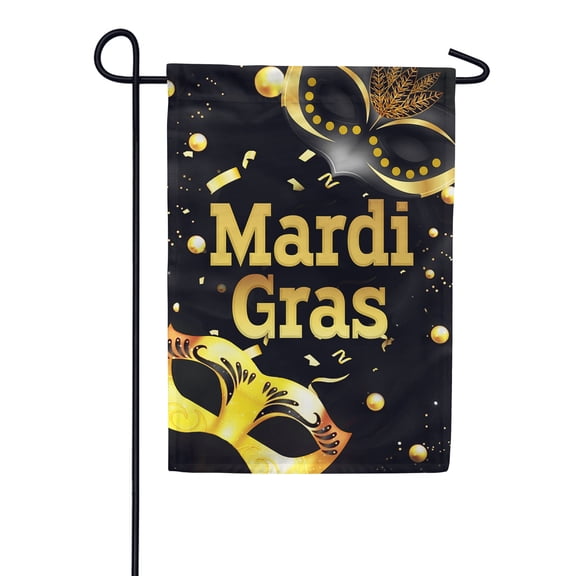 America Forever Flags Black And Gold Masks, Mardi Gras Garden Flag, Masquerade Masks Fleur De Lis Carnival 12.5 x 18 Inch Double Sided Seasonal Yard Outdoor Holiday Decorative Flag