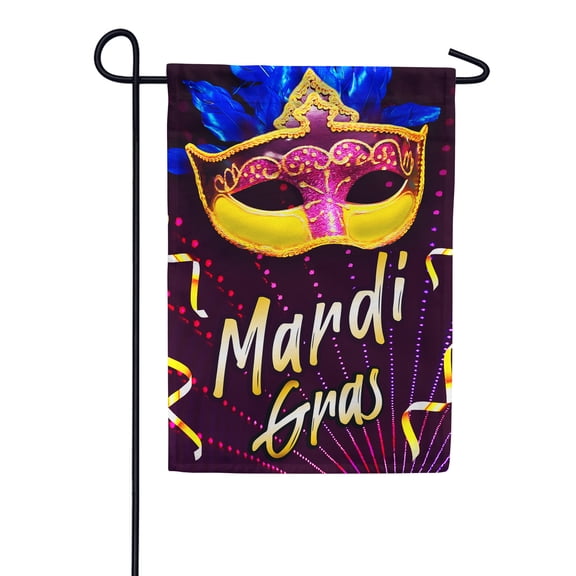America Forever Flags Carnival Mask, Mardi Gras Garden Flag, Masquerade Masks Fleur De Lis Carnival 12.5 x 18 Inch Double Sided Seasonal Yard Outdoor Holiday Decorative Flag