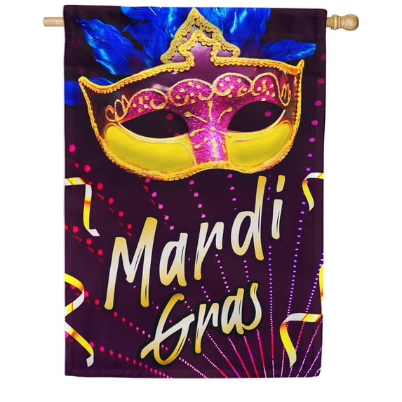 America Forever Flags Carnival Mask, Mardi Gras House Flag, Masquerade Masks Fleur De Lis Carnival 28 x 40 Inch Double Sided Seasonal Yard Outdoor Holiday Decorative Flag