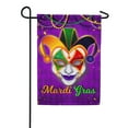 thumbnail image 1 of America Forever Flags Colorful Jester, Mardi Gras Garden Flag, Masquerade Masks Fleur De Lis Carnival 12.5 x 18 Inch Double Sided Seasonal Yard Outdoor Holiday Decorative Flag, 1 of 3