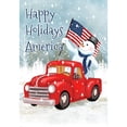 thumbnail image 1 of America Forever Flags Double Sided Garden Flag - Happy Holidays America - 12.5" x 18", Patriotic Snowman Christmas Holiday Decor with Red Truck, Outdoor Winter Decorative Seasonal Yard Flag USA, 1 of 6