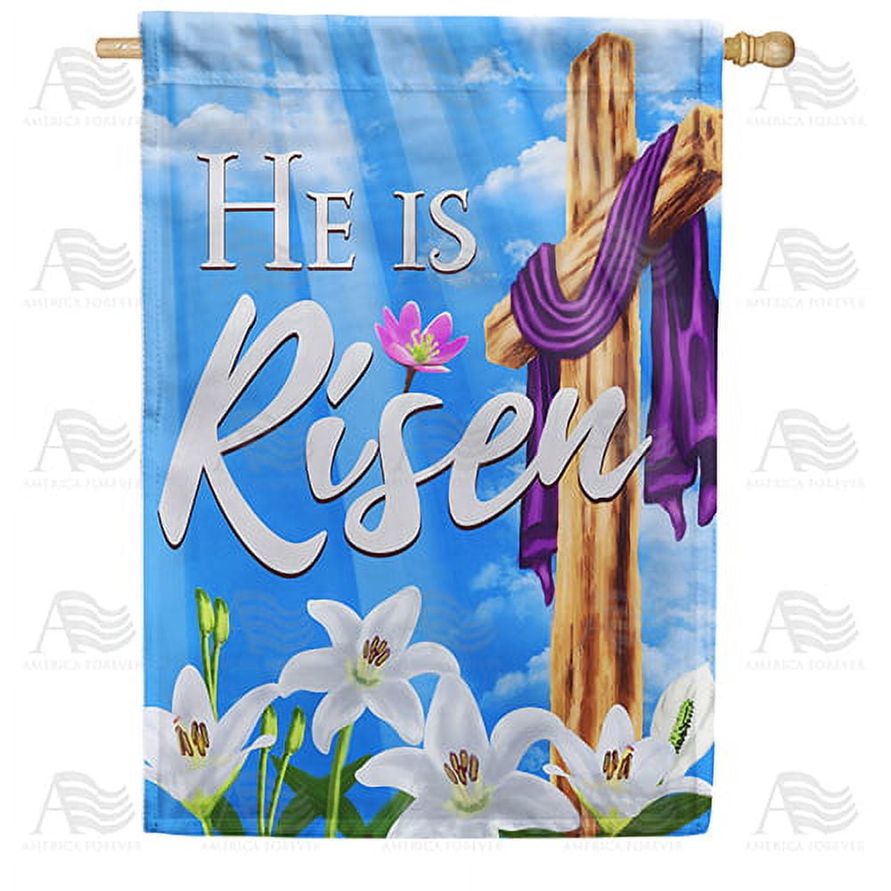 America Forever Flags Double Sided House Flag He is Risen Sky and
