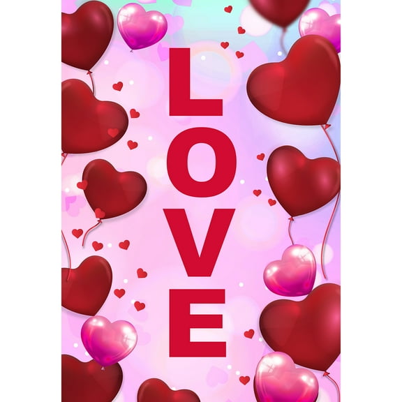 America Forever Flags Double Sided House Flag - Love Is In The Air - 28 x 40 Inches, Happy Valentine's Day Love Hearts House Flag, Seasonal Yard Outdoor Holiday Decorative Flag