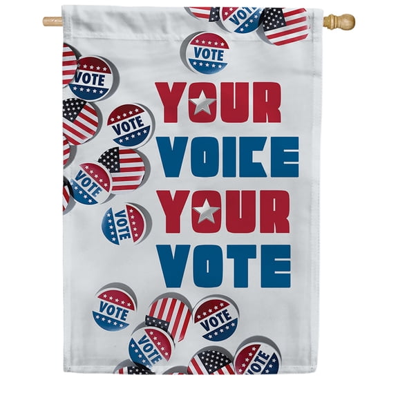 America Forever Flags Double Sided House Flag - Your Voice, Your Vote!, American President Election 2020, 28" x 40"