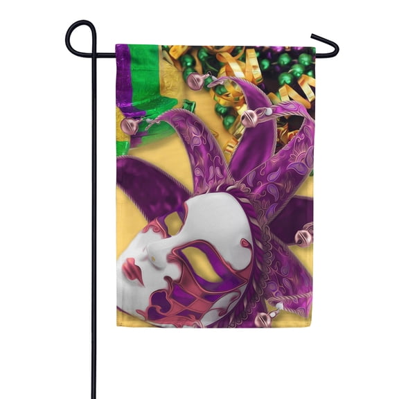 America Forever Flags Masquerade, Mardi Gras Garden Flag, Masquerade Masks Fleur De Lis Carnival 12.5 x 18 Inch Double Sided Seasonal Yard Outdoor Holiday Decorative Flag