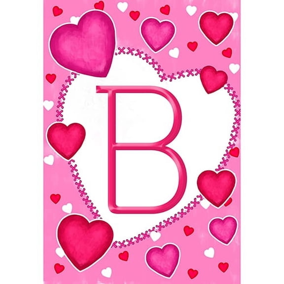 America Forever Flags Monogram Letter B Garden Flag - Happy Valentine's Day - 12.5 x 18 Inches, Holiday Love Hearts Valentine Flag, Seasonal Yard Outdoor Decorative Double Sided Flag