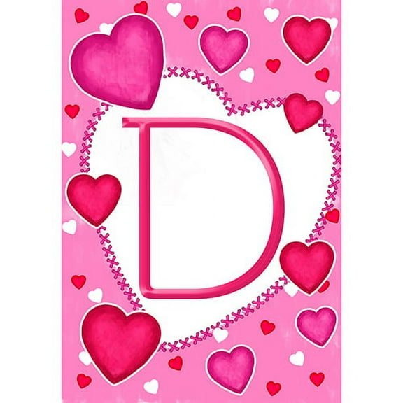 America Forever Flags Monogram Letter D Garden Flag - Happy Valentine's Day - 12.5 x 18 Inches, Holiday Love Hearts Valentine Flag, Seasonal Yard Outdoor Decorative Double Sided Flag